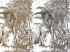 Palm Trees Drawing Wallpaper, Yellow White Large Hand Drawn Wall Mural, Custom Size Wall Covering, Non-Woven, Non-Pasted, Washable, Removable - Walloro High End Wallcoverings & More