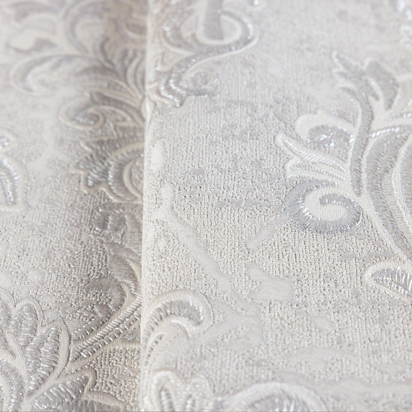 Stylish Baroque Deep Embossed Wallpaper, Light Gray, Timeless Damask Ornate Patterns Sparkling Wallcovering, Elegant Washed Colors Design - Walloro High End Wallcoverings & More
