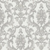 Timeless Ornate Embossed Wallpaper, Light Gray, Fabric Like, Rich 3D Textured Flocked Luxury Wallcovering Design, Non-Woven - Walloro High End Wallcoverings & More