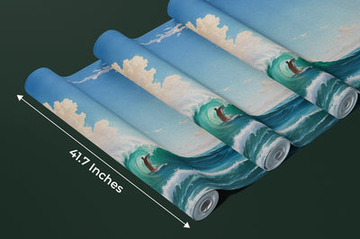Sea Wave Wallpaper, Oil Painting Mural, Oversized Custom Size Wall Art, Non-Woven, Non-Adhesive, Modern Wall Paper, Removable