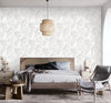 Cream Embossed Wallpaper With Floral Patterns Wallpaper, Textured Wallpaper,Natural Wallpaper, Modern & Minimalist Wall Covering,Modern Look Neutral Colors Glittering Wallcovering