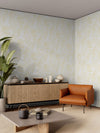 Yellow Embossed Wallpaper with Floral Patterns Wallpaper, Textured Wallpaper,Natural Wallpaper, Modern & Minimalist Wall Covering,Modern Look Neutral Colors Glittering Wallcovering