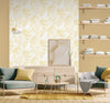 Yellow Embossed Wallpaper with Floral Patterns Wallpaper, Textured Wallpaper,Natural Wallpaper, Modern & Minimalist Wall Covering,Modern Look Neutral Colors Glittering Wallcovering