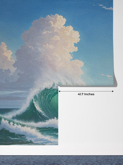 Sea Wave Wallpaper, Oil Painting Mural, Oversized Custom Size Wall Art, Non-Woven, Non-Adhesive, Modern Wall Paper, Removable