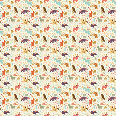 Horses, Clouds, Flowers Wallpaper, Sweet Seamless Pattern Mural, Oversized Custom Size Wall Art, Non-Woven, Non-Adhesive, Modern Wall Paper, Removable
