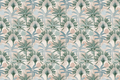 Palm Trees Wallpaper, Seamless Pattern Mural, Oversized Custom Size Wall Art, Non-Woven, Non-Adhesive, Modern Wall Paper, Removable
