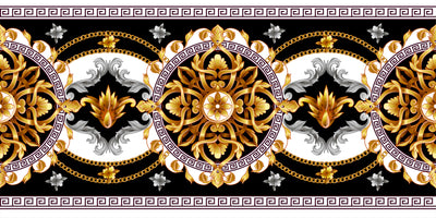 Golden Baroque Wallpaper, Black Background Mural, Oversized Custom Size Wall Art, Non-Woven, Non-Adhesive, Modern Wall Paper, Removable