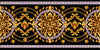 Border with Golden Baroque Wallpaper, Black Background Mural, Oversized Custom Size Wall Art, Non-Woven, Non-Adhesive, Modern Wall Paper, Removable