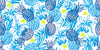 Tropical Design, Blue Wallpaper, Seamless Pattern Mural, Oversized Custom Size Wall Art, Non-Woven, Non-Adhesive, Modern Wall Paper, Removable