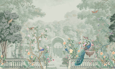 Garden Forest Wallpaper, Vintage Roman Mural, Oversized Custom Size Wall Art, Non-Woven, Non-Adhesive, Modern Wall Paper, Removable