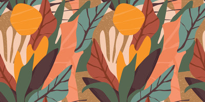Colorful Leaves Wallpaper, Seamless Pattern Mural, Oversized Custom Size Wall Art, Non-Woven, Non-Adhesive, Modern Wall Paper, Removable