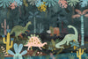 Dino World Wallpaper, Jungle Mural, Oversized Custom Size Wall Art, Non-Woven, Non-Adhesive, Modern Wall Paper, Removable