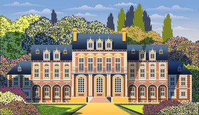 Medieval Old Mansion Wallpaper, Garden Mural, Oversized Custom Size Wall Art, Non-Woven, Non-Adhesive, Modern Wall Paper, Removable