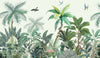 Jungle Palms Wallpaper, Birds Mural, Oversized Custom Size Wall Art, Non-Woven, Non-Adhesive, Modern Wall Paper, Removable