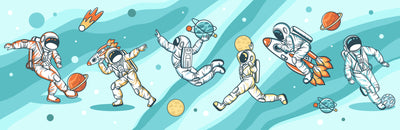 Sport Activities Wallpaper, Astronauts Mural, Oversized Custom Size Wall Art, Non-Woven, Non-Adhesive, Modern Wall Paper, Removable