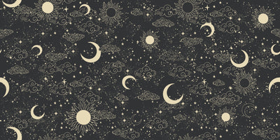 Celestial Pattern Wallpaper, Black Background Mural, Oversized Custom Size Wall Art, Non-Woven, Non-Adhesive, Modern Wall Paper, Removable