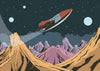 Deep Space Planet Wallpaper, Retro Future Style Mural, Oversized Custom Size Wall Art, Non-Woven, Non-Adhesive, Modern Wall Paper, Removable
