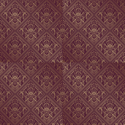 Gold Art Deco Wallpaper, Dark Red Background Mural, Oversized Custom Size Wall Art, Non-Woven, Non-Adhesive, Modern Wall Paper, Removable
