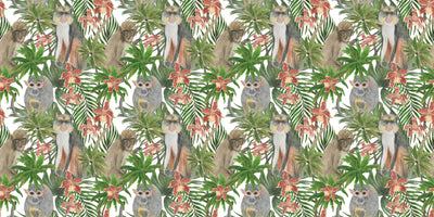 Cute Monkey Wallpaper, Seamless Pattern Mural, Oversized Custom Size Wall Art, Non-Woven, Non-Adhesive, Modern Wall Paper, Removable