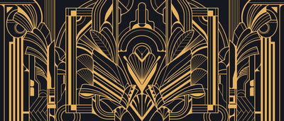 Art Deco Wallpaper, Geometric Gold Mural, Oversized Custom Size Wall Art, Non-Woven, Non-Adhesive, Modern Wall Paper, Removable