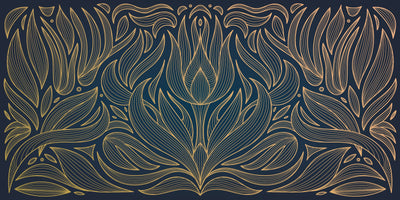 Art Deco Wallpaper, Wavy Flower Mural, Oversized Custom Size Wall Art, Non-Woven, Non-Adhesive, Modern Wall Paper, Removable