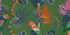 Exotic Abstract Wallpaper, Parrots Mural, Oversized Custom Size Wall Art, Non-Woven, Non-Adhesive, Modern Wall Paper, Removable