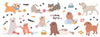 Cute Pet Doodle Wallpaper, Cats and Dogs Mural, Oversized Custom Size Wall Art, Non-Woven, Non-Adhesive, Modern Wall Paper, Removable