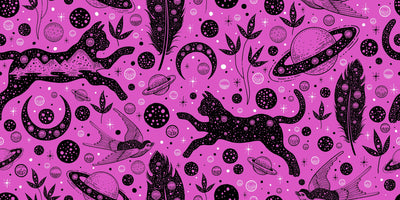 Halloween Style, Cats Wallpaper, Seamless Pattern Mural, Oversized Custom Size Wall Art, Non-Woven, Non-Adhesive, Modern Wall Paper, Removable