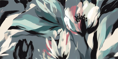 Ikat Boho Floral Wallpaper, Seamless Pattern Mural, Oversized Custom Size Wall Art, Non-Woven, Non-Adhesive, Modern Wall Paper, Removable