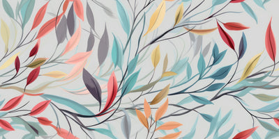 Elegant Floral Wallpaper, Seamless Pattern Mural, Oversized Custom Size Wall Art, Non-Woven, Non-Adhesive, Modern Wall Paper, Removable