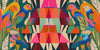Exotic Botanical Geometric Wallpaper, Seamless Pattern Mural, Oversized Custom Size Wall Art, Non-Woven, Non-Adhesive, Modern Wall Paper, Removable