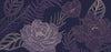 Purple Flowers Wallpaper, Big Leaves Mural, Oversized Custom Size Wall Art, Non-Woven, Non-Adhesive, Modern Wall Paper, Removable