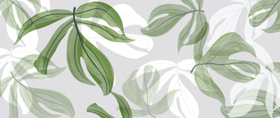 Abstract Art Wallpaper, Tropical Leaves Mural, Oversized Custom Size Wall Art, Non-Woven, Non-Adhesive, Modern Wall Paper, Removable