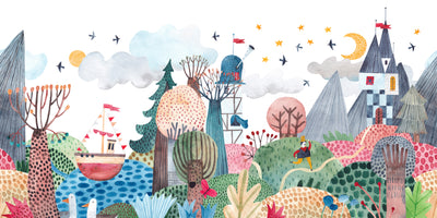 Fairytale Wallpaper, Seamless Mural, Oversized Custom Size Wall Art, Non-Woven, Non-Adhesive, Modern Wall Paper, Removable