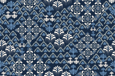 Floral Damask Wallpaper, Seamless Pattern Mural, Oversized Custom Size Wall Art, Non-Woven, Non-Adhesive, Modern Wall Paper, Removable