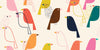 Colorful Birds Wallpaper, Seamless Pattern Mural, Oversized Custom Size Wall Art, Non-Woven, Non-Adhesive, Modern Wall Paper, Removable