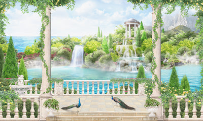 Realistic Waterfall Wallpaper, Architecture Mural, Oversized Custom Size Wall Art, Non-Woven, Non-Adhesive, Modern Wall Paper, Removable