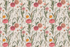 Abstract Handmade Floral Wallpaper, Seamless Pattern Mural, Oversized Custom Size Wall Art, Non-Woven, Non-Adhesive, Modern Wall Paper, Removable