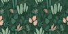 Hand Drawn Tropical Leaves Wallpaper, Seamless Pattern Mural, Oversized Custom Size Wall Art, Non-Woven, Non-Adhesive, Modern Wall Paper, Removable