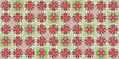 Christmas Poinsettia Wallpaper, Seamless Pattern Mural, Oversized Custom Size Wall Art, Non-Woven, Non-Adhesive, Modern Wall Paper, Removable