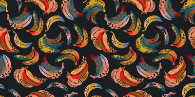 Abstract Bananas Wallpaper, Seamless Pattern Mural, Oversized Custom Size Wall Art, Non-Woven, Non-Adhesive, Modern Wall Paper, Removable