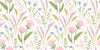 Floral, White Background Wallpaper, Seamless Pattern Mural, Oversized Custom Size Wall Art, Non-Woven, Non-Adhesive, Modern Wall Paper, Removable
