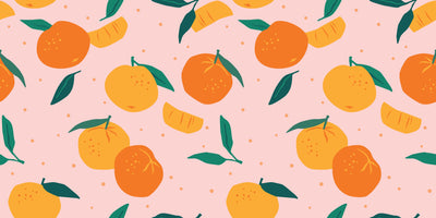 Mandarins Wallpaper, Seamless Pattern Mural, Oversized Custom Size Wall Art, Non-Woven, Non-Adhesive, Modern Wall Paper, Removable
