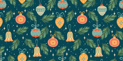 Christmas Decorations Wallpaper, Seamless Pattern Mural, Oversized Custom Size Wall Art, Non-Woven, Non-Adhesive, Modern Wall Paper, Removable