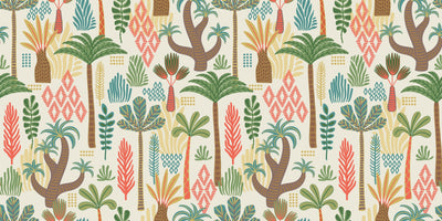 Ethnic Tropical Wallpaper, Seamless Pattern Mural, Oversized Custom Size Wall Art, Non-Woven, Non-Adhesive, Modern Wall Paper, Removable