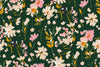 Hand Drawn Floral Wallpaper, Seamless Pattern Mural, Oversized Custom Size Wall Art, Non-Woven, Non-Adhesive, Modern Wall Paper, Removable