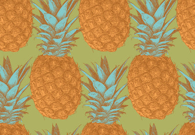 Pineapples Wallpaper, Seamless Pattern Mural, Oversized Custom Size Wall Art, Non-Woven, Non-Adhesive, Modern Wall Paper, Removable