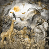 Tropical Landscape Wallpaper, Safari Animals Mural, Oversized Custom Size Wall Art, Non-Woven, Non-Adhesive, Modern Wall Paper, Removable