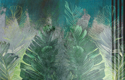 Tropical Leaves Wallpaper, Floral Background Mural, Oversized Custom Size Wall Art, Non-Woven, Non-Adhesive, Modern Wall Paper, Removable
