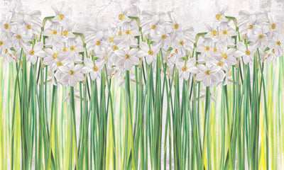 Daffodils Wallpaper, Floral Mural, Oversized Custom Size Wall Art, Non-Woven, Non-Adhesive, Modern Wall Paper, Removable